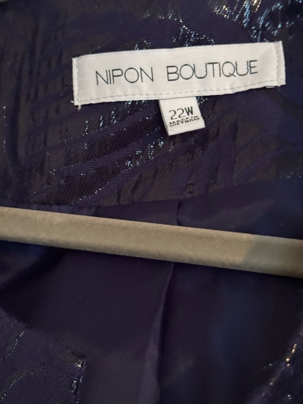 Nipon Boutique Navy Shimmer Dress with Matching Jacket Set